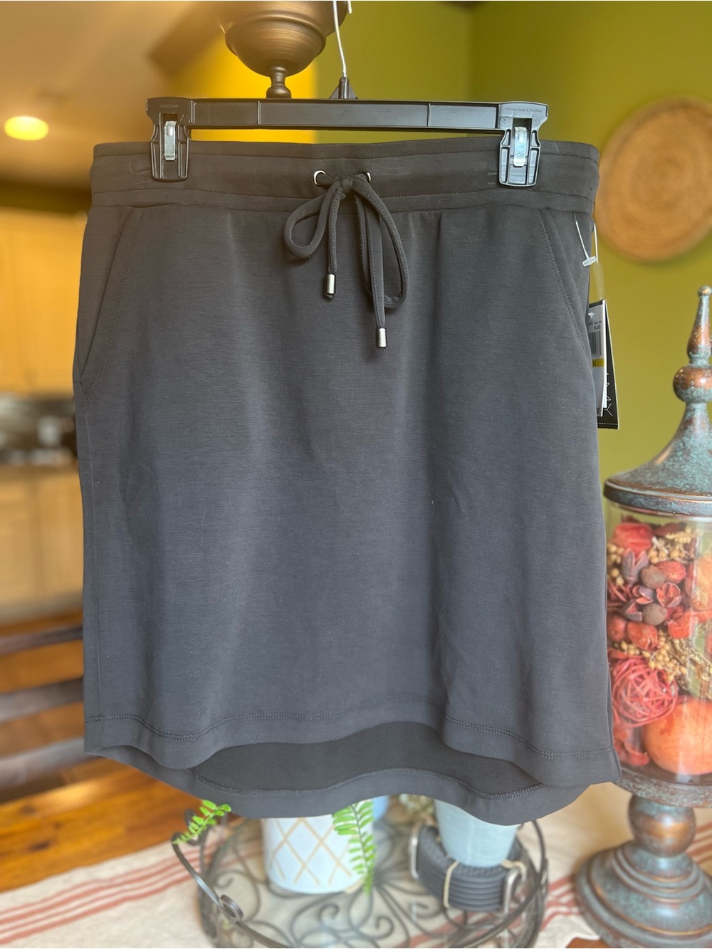 Cable & Gauge Black Pull-On Mini Skirt with Drawstring